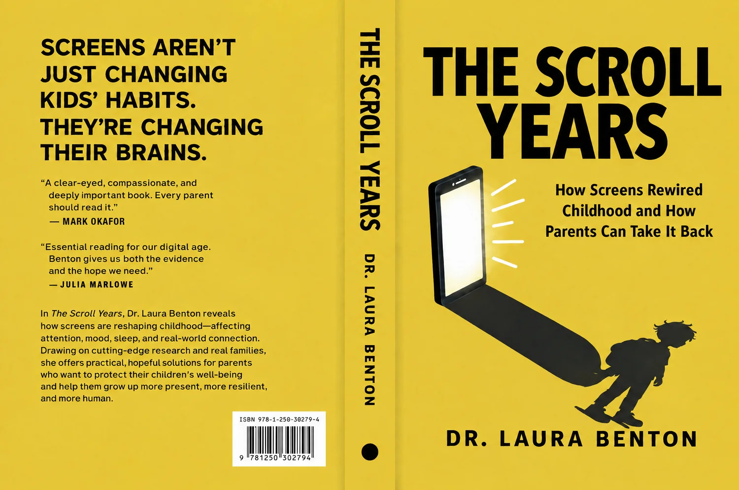 Example book full wrap: The Scroll Years, back, spine and front