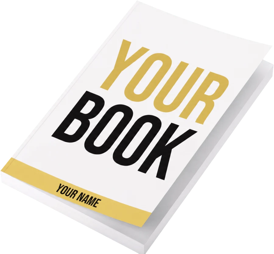 A printed book with Your Book and Your Name on the cover